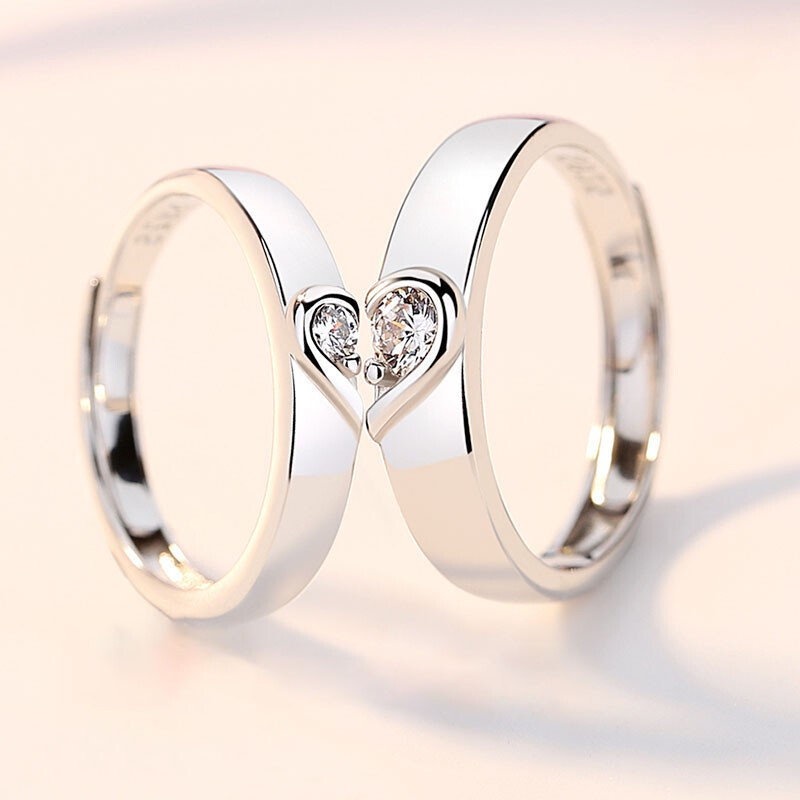 【Y&X】High Quality 2PCS Diamond 925 Sterling Silver Couples Valentine ...