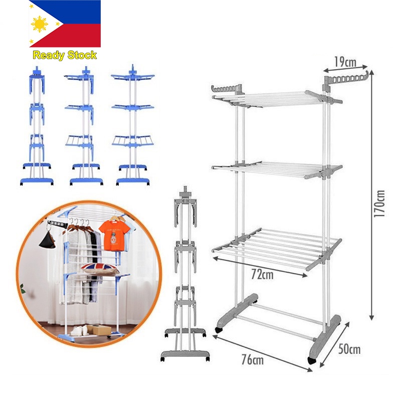 3 Layers Spray painting Clothes Hanger Laundry Drying Rack 3 TIER RACK