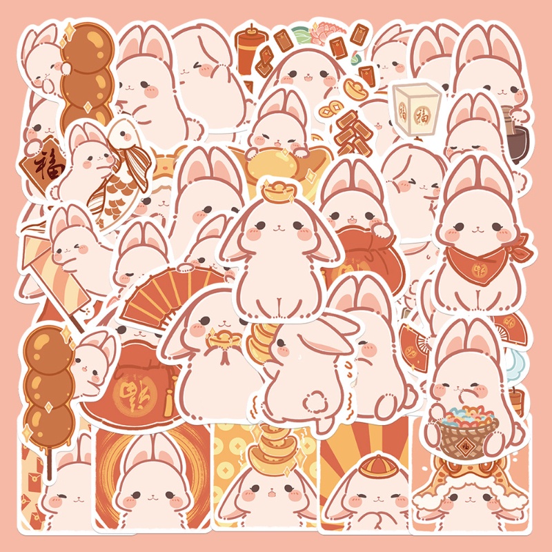 40pcs Bunny Rabbit Stickers, Water Bottle Stickers Pack Vinyl Stickers ...