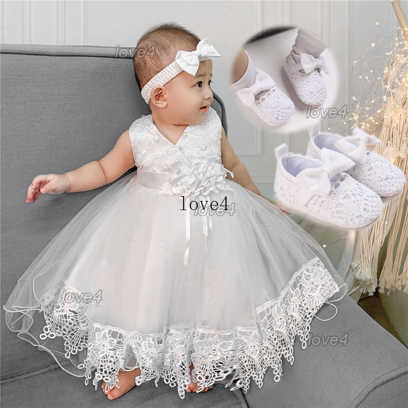 Baptismal Dress for Baby Girl Pambinyag Baby Girl Dress + Headband