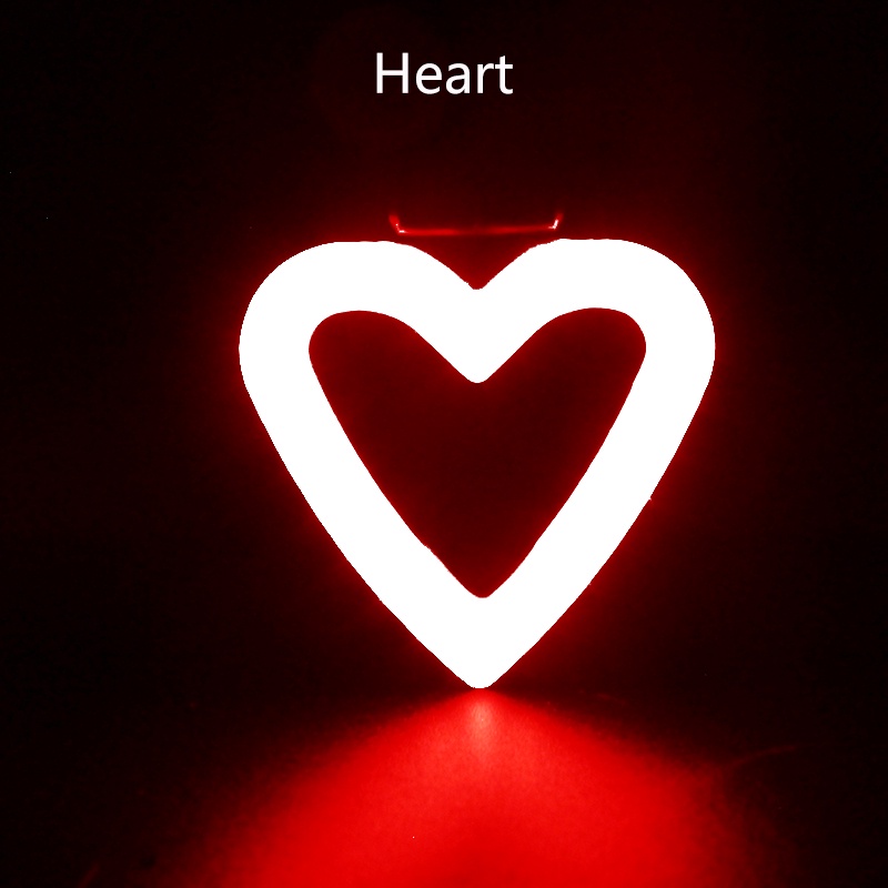 Bike Tail Light IPX64 Waterproof Bicycle Rear Light Heart Shape LED ...