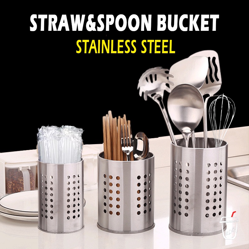 Boba Straw Holder Stainless Steel Knife Fork Spoon Organizer Kitchen ...