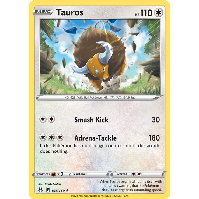 Tauros Rare Crown Zenith Pokemon TCG Trading Card Game Shopee Philippines