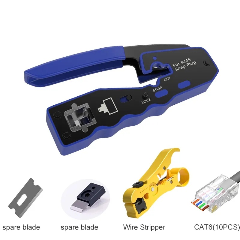 JT-COM Pass Through Crimping Tool for Cat6a Cat6 Cat5 Cat5e Cat7 ...