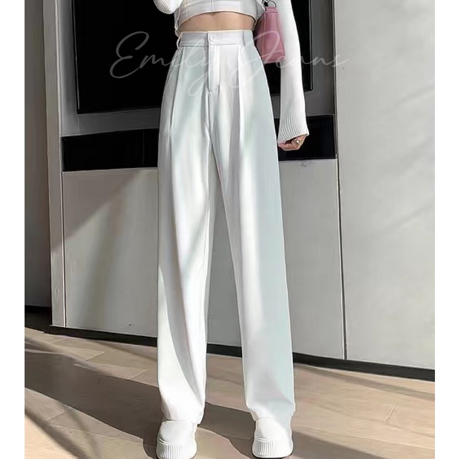 EMILY Korean Dupe High Waist Loose Fit Trouser Pants Wide Leg 10940 ...