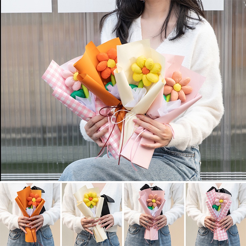 Valentine's Day Gifts Handmade Crochet Flower Bouquet Handmade Knitted