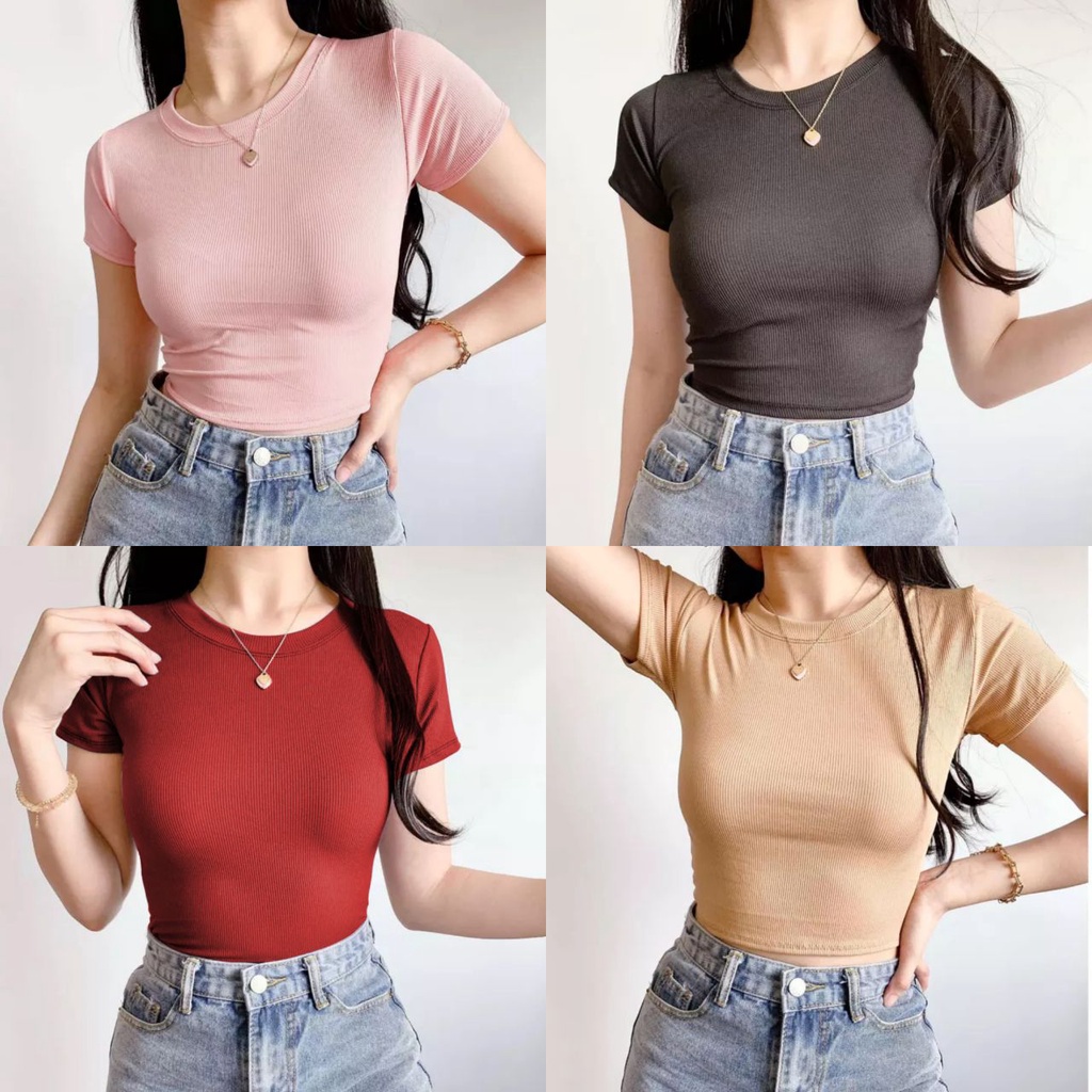 NB Basic Plain Crop Top Knitted | Shopee Philippines