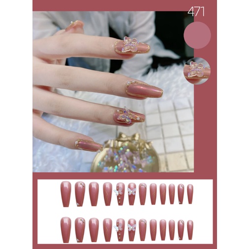 2024 Trends 24 Pcs Decorative Fake Nails Set With Glue French Nail Diy