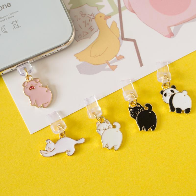 Mobile Phone Anti-Dust Plug diy Cute Cat Little Pink Pig Panda