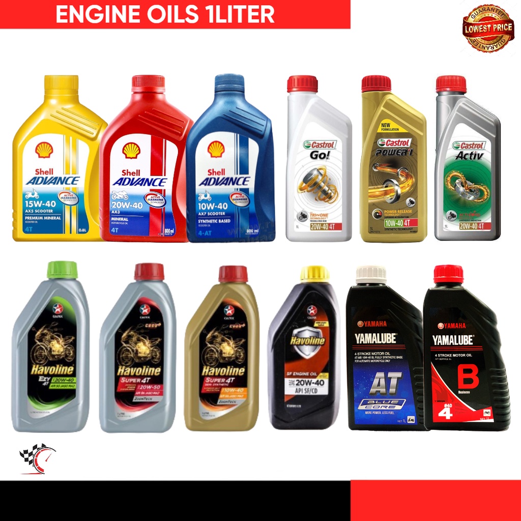 Engine Oil for Motorcycle Synthetic Shell Havoline Yamalube Castrol