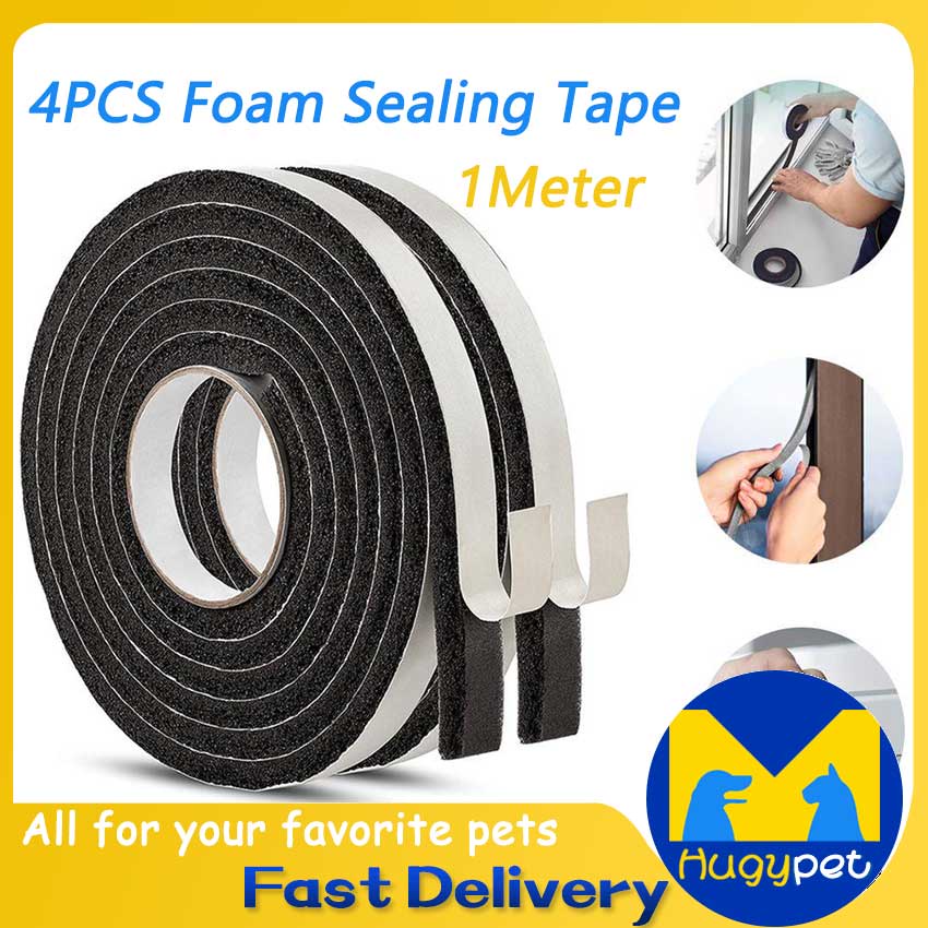 4pcs 1m Universial Foam Sealing Tape Sponge Strip Tape Black Window ...