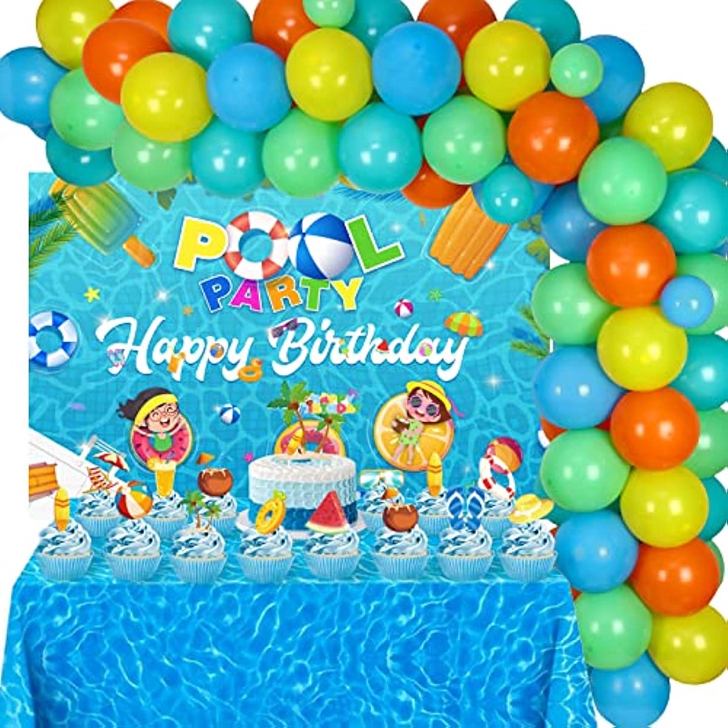 JOYMEMO Swimming Pool Birthday Party Decorations for Kids, Summer Beach