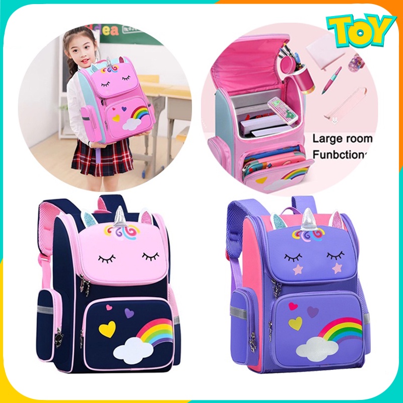 Cartoon unicorn backpack school bag kindergarten elementary school