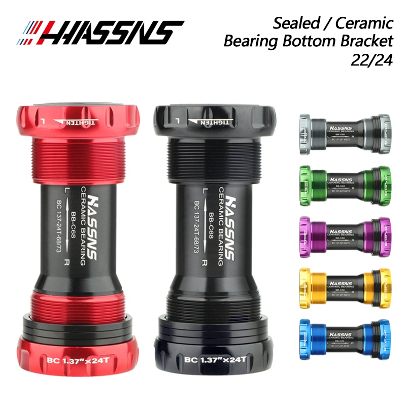 HASSNS Bicycle Bearing Bottom 22 24MM BB SET Sealed Ceramic