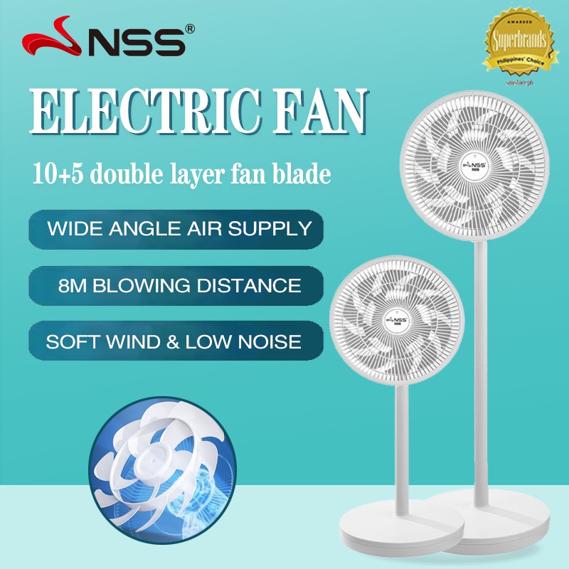 NSS 14'' Electric Fan Household Stand Fan 3 Speed Double Airfoil Blade