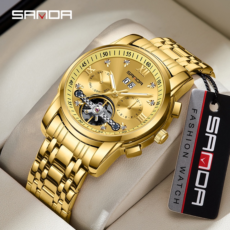 SANDA Official Fully Automatic Mechanical Steel Band Watch Fashion ...