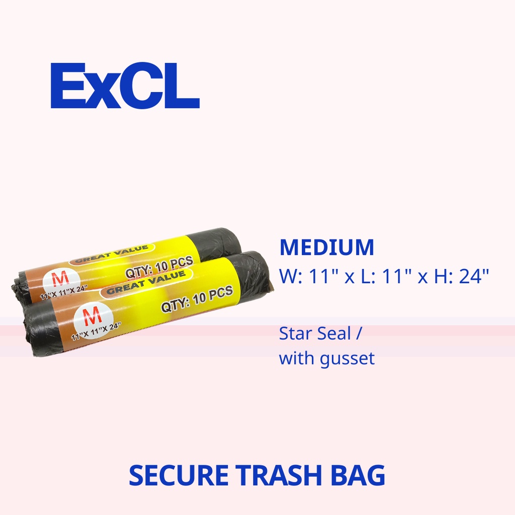 ExCL - Secure Trash Bag - Black (1 Roll x 10pcs) | Shopee Philippines
