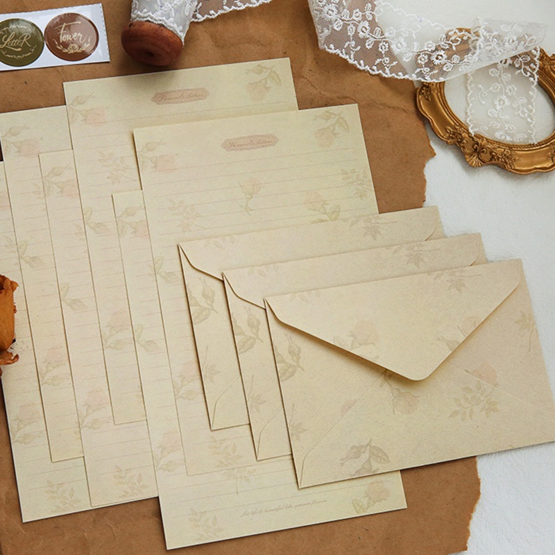 9 Pcs Vintage Flower Style Letter Paper/Envelope Set with Sealing Sticker Shopee Philippines