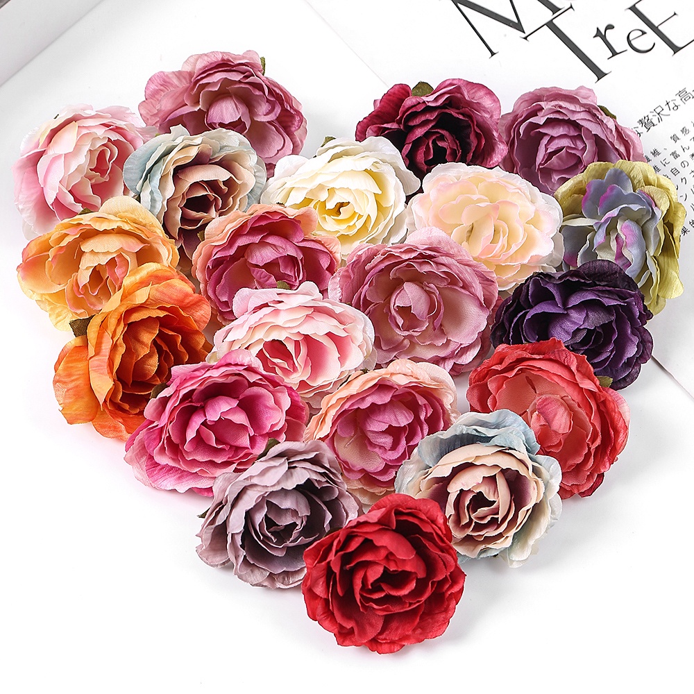 10PCs Artificial Rose Flowers Heads Wedding Decoration For Home Room ...