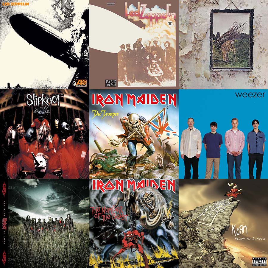 Led Zeppelin/Iron Maiden/Slipknot/Weezer/Korn Album Covers [VinylStyle