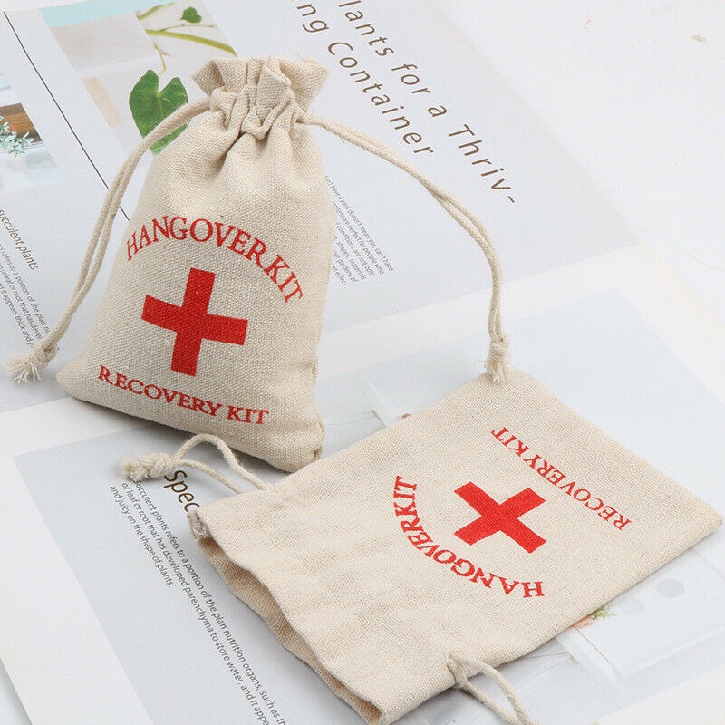 10pcs Hangover Survival Kit Rustic Linen Bags Cotton First Aid Wedding ...