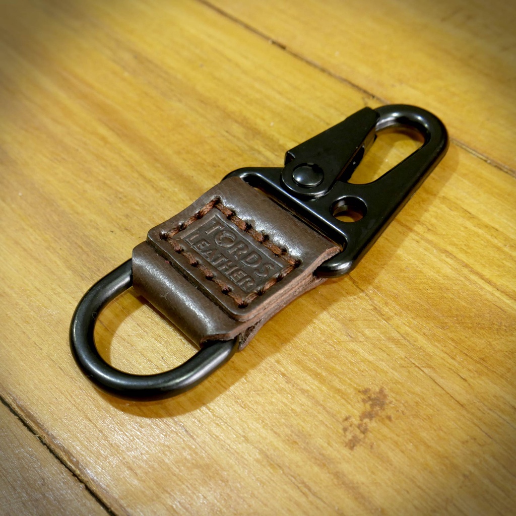 Dark Brown Leather Key Holder / Chain Black Hook (Vegetable Tanned ...