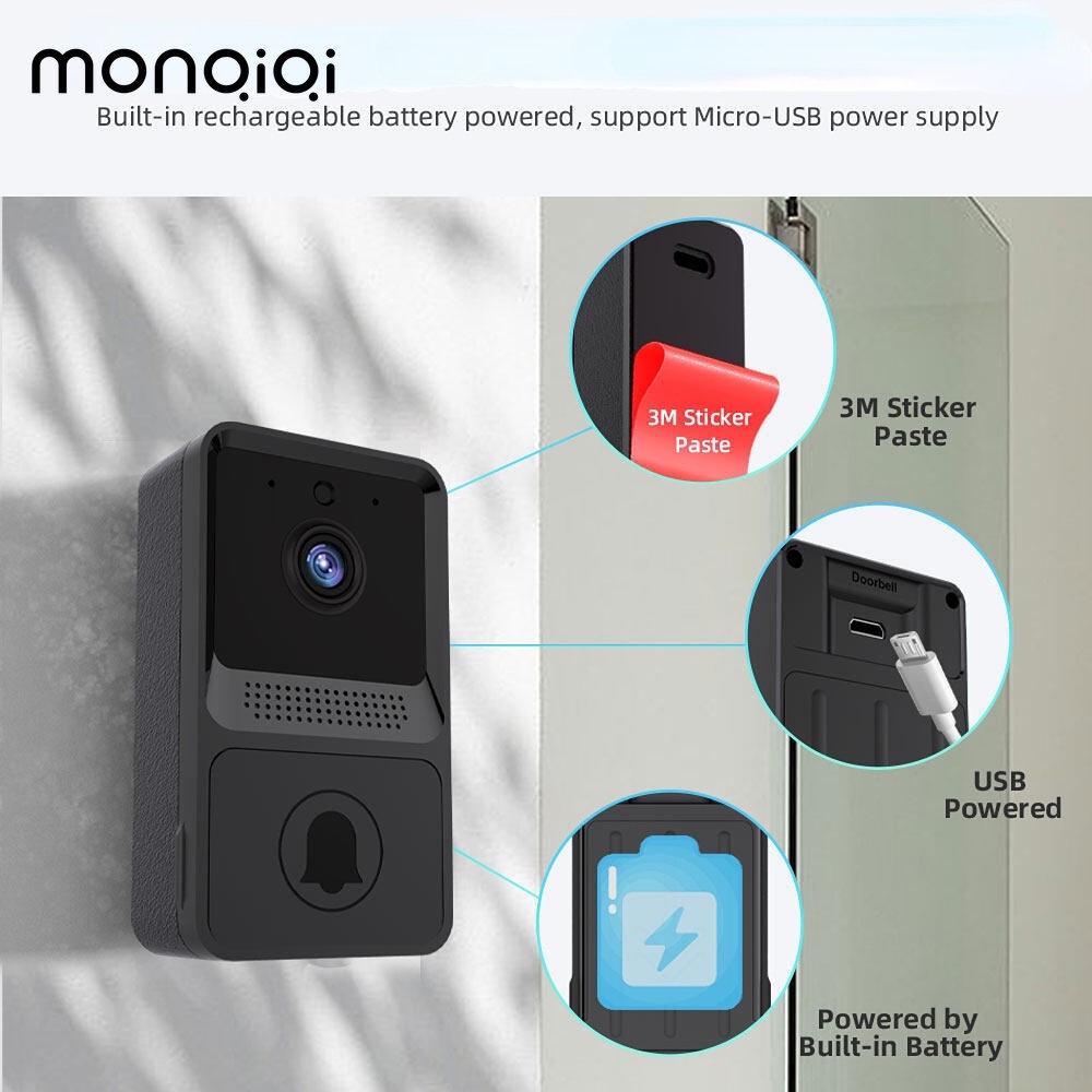 Monqiqi Wireless Video Doorbell Camera WIFI Doorbell Hd Smart Night