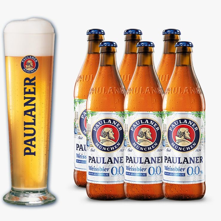 5+1 PAULANER WEISSBIER NONALCOHOLIC 500ML BOTTLE W/ FREE 0.5L GLASS