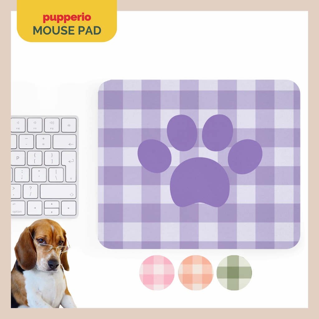 PUPPERIO - Checkered Paw Mouse Pad (cute laptop mousepad dog cat ...