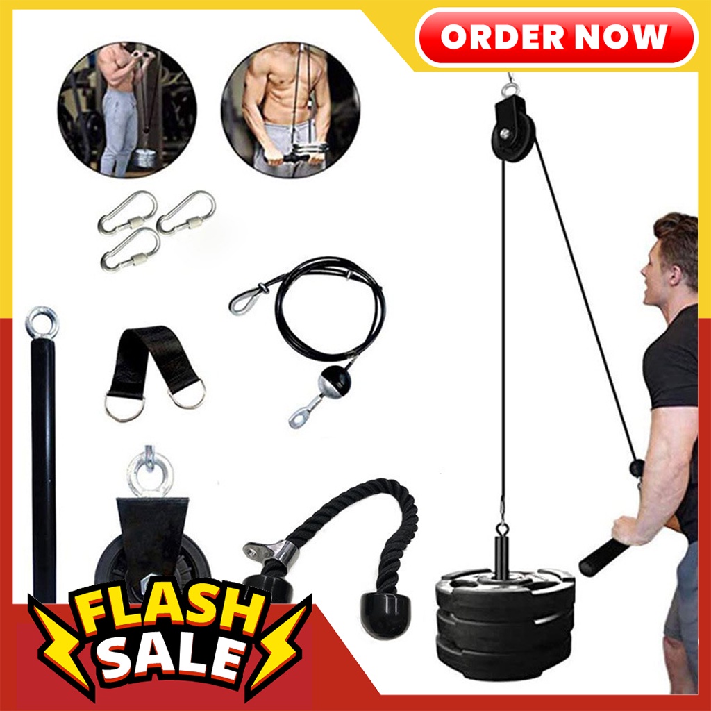 Home Gym Pulleys Rope Attachments Loading Pins Lifting Arms Biceps ...