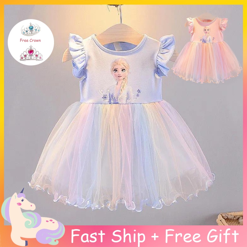 Elsa Frozen Christmas Outfits For Kids Girl Princess Mesh Dress