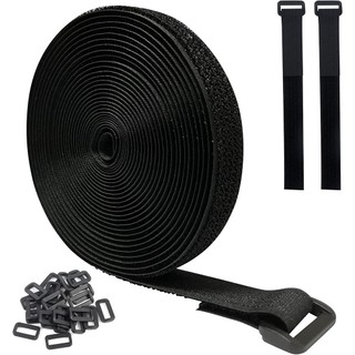 thumbnail image 2 of 100 Pack Black Hook And Loop Cable Ties - 8 Inch Reusable Cord Straps For Guitar, PC, Mic, And Wire Management 2 of 5