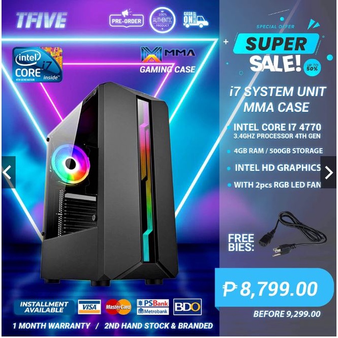 SYSTEM UNIT MMA CASE ASSEMBLED/ I7 4TH GEN/ 4GB / 500GB HDD | Shopee ...