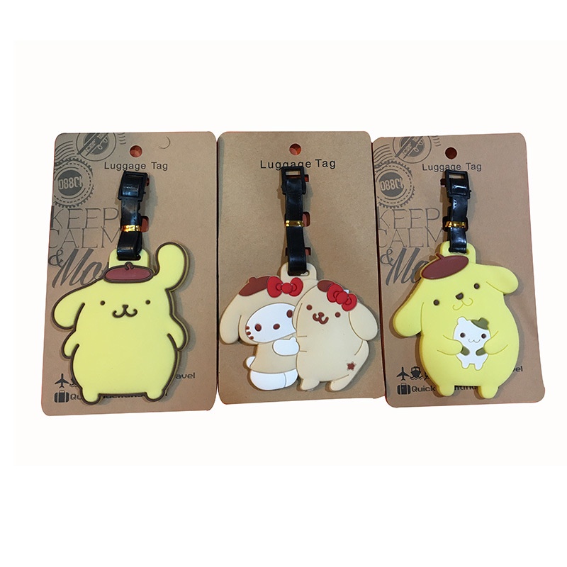 Cartoon Cute Anime Pudding Dog Luggage Tag PC XO BigEyed Frog Boarding
