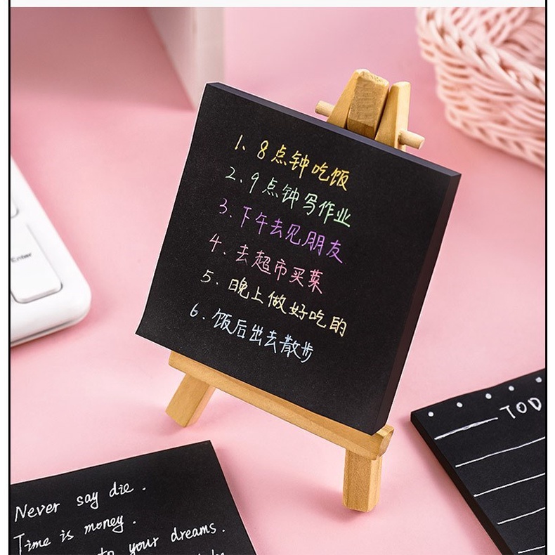 50 Sheets Black Sticky Notes Self-Stick Notes Pads Easy Post Notes For ...