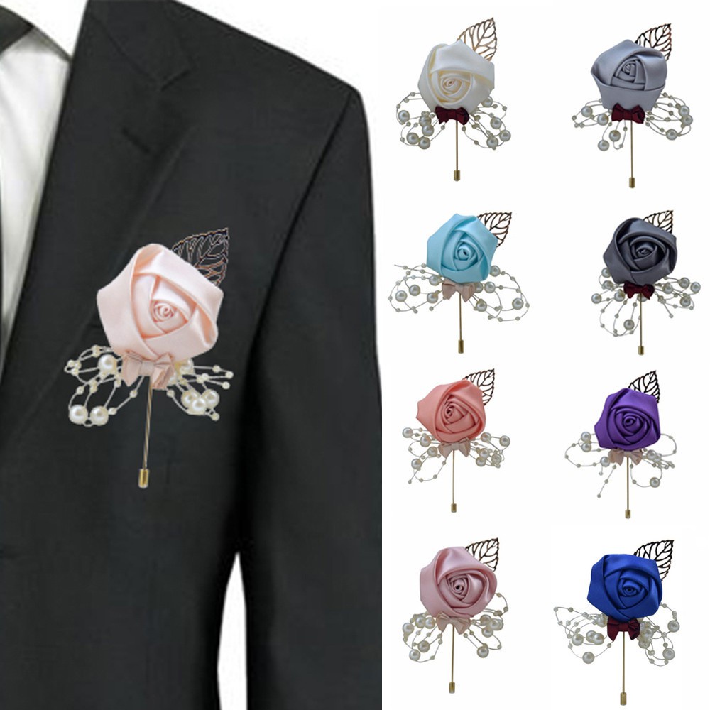 Wedding Prom Corsage Ceremony Flower Brooch Groom Groomsmen Buttonhole ...