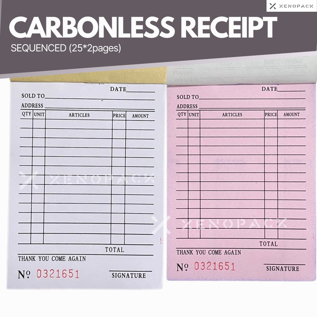 Carbonless Receipt Resibo With Carbon/Receipt paper 25pages*2 | Shopee ...