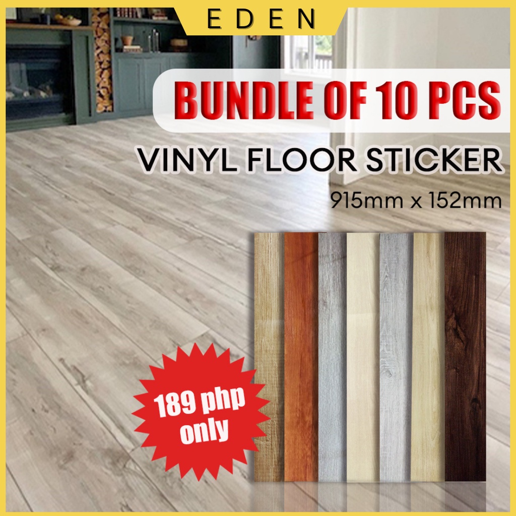 10PCS 3D Thickened Wood Grain Floor Stickers Selfadhesive Waterproof