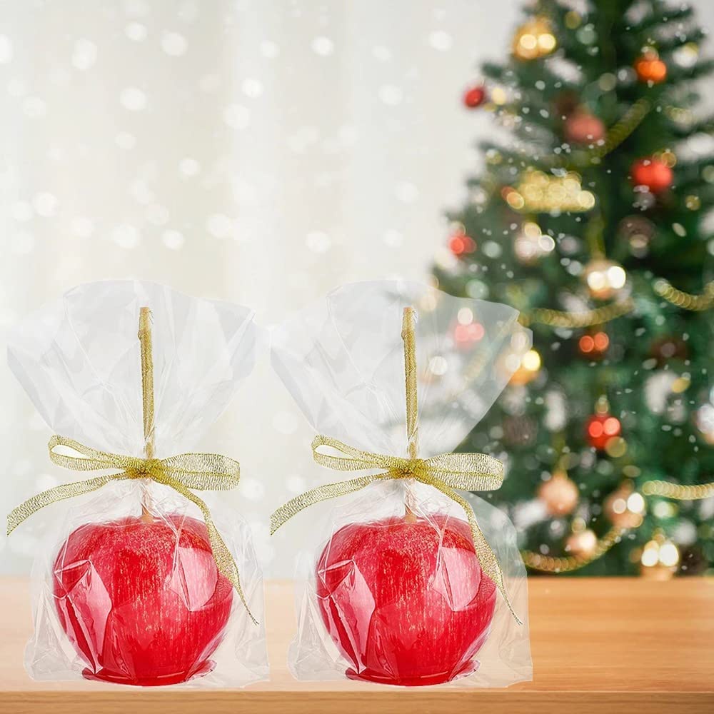 Candy Apple Sticks and Bags Caramel Apple Making Kit 100 Bags 100 Pcs