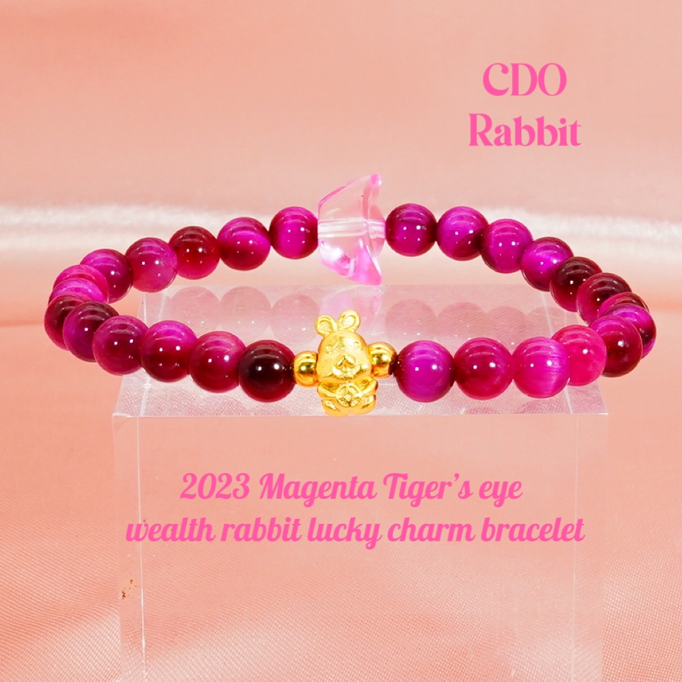 2023 Color of the Year Viva Magenta Wealth rabbit Lucky Charm bracelet