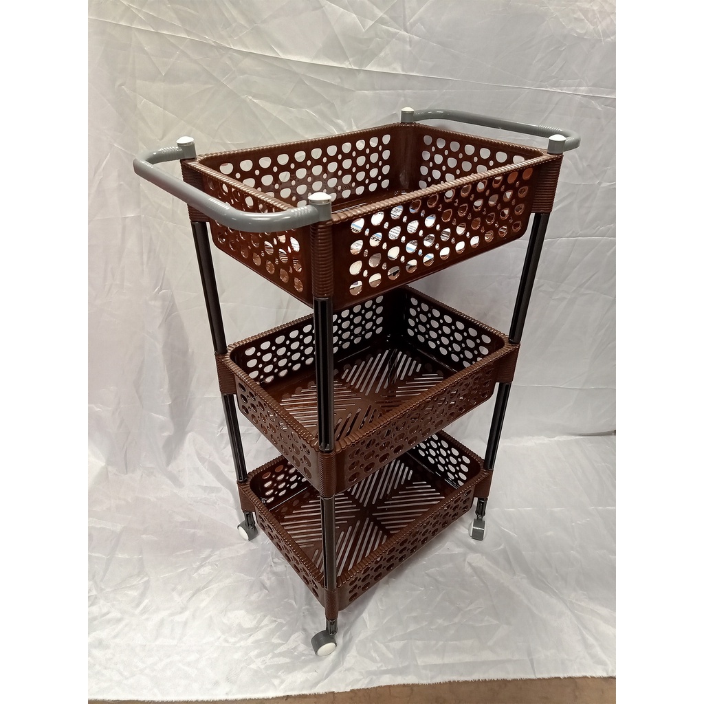 3/4 Layer Nikko Basket Wagon Rattan Basket Wagon Rack with Wheels ...