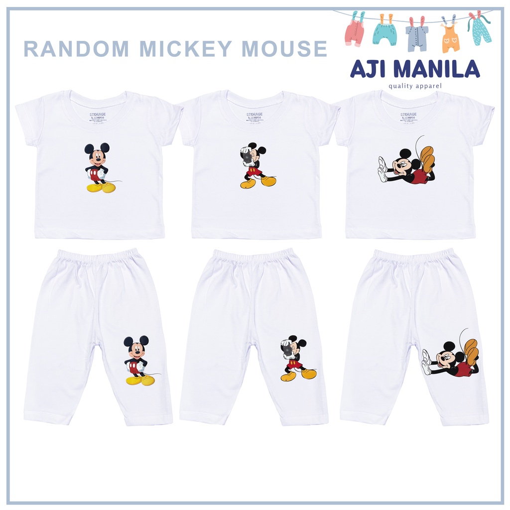 AJI Manila New Born Baby Infant Tshirt and Pajama 3140 Terno Bundle Set Shopee Philippines