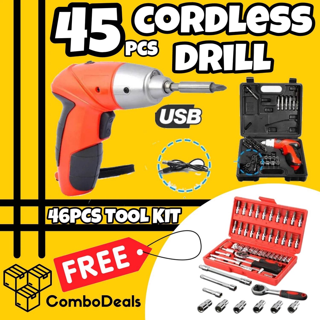 Cordless Screwdriver set & 45pcs Screwdriver Tool Set with FREE 46pcs