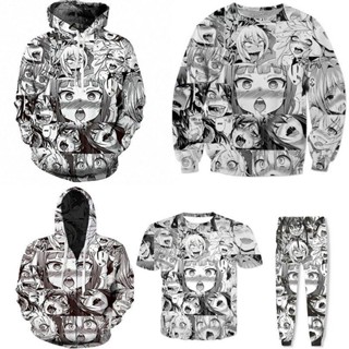 Ahegao Anime Face Mens Hoodie Womens Hentai Manga 3D Printed Sweatshirt  Cosplay