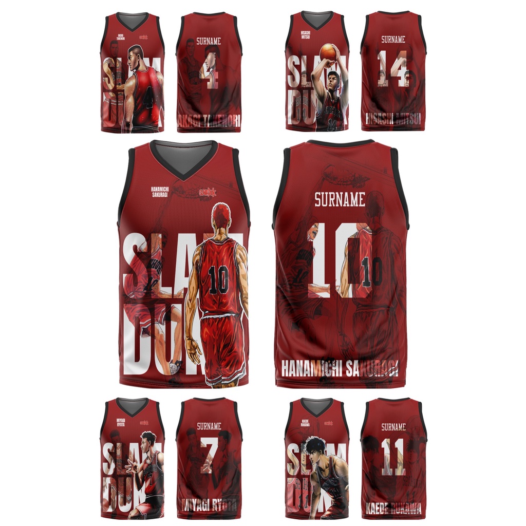 THL New Slamdunk Shohoku Jersey Red 2023 Full Sublimation #10 Hanamichi ...