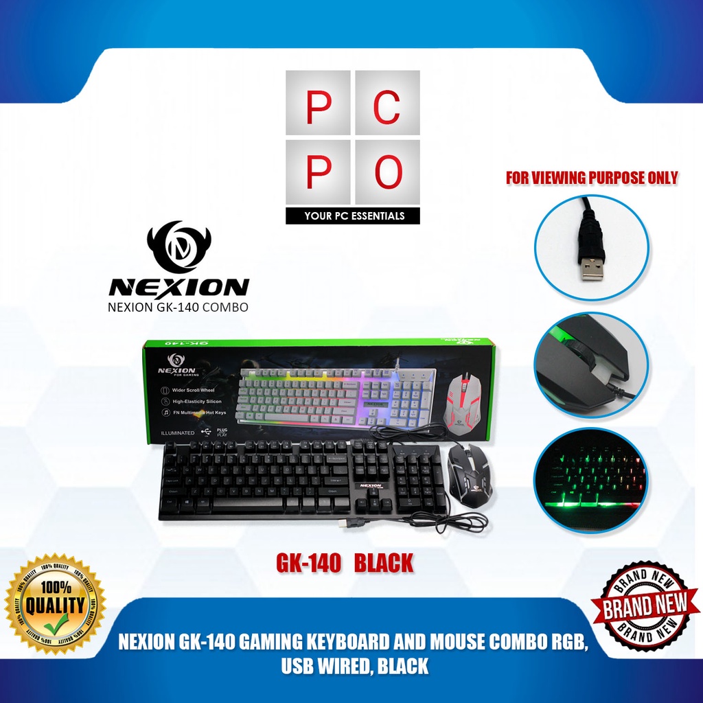 NEXION GK140 GAMING KEYBOARD AND MOUSE COMBO RGB, USB WIRED, BLACK