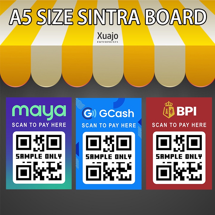 Scan to Pay QR Code Sintra Board | GCASH PAYMAYA BPI AND OTHER | Shopee ...