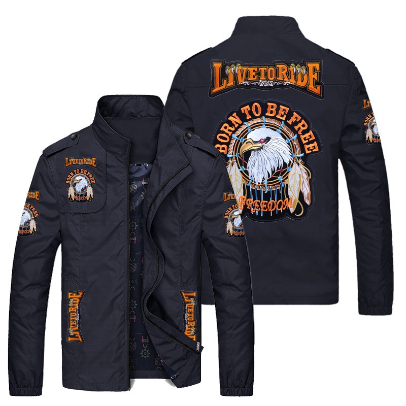 Biker jacket with printed logo