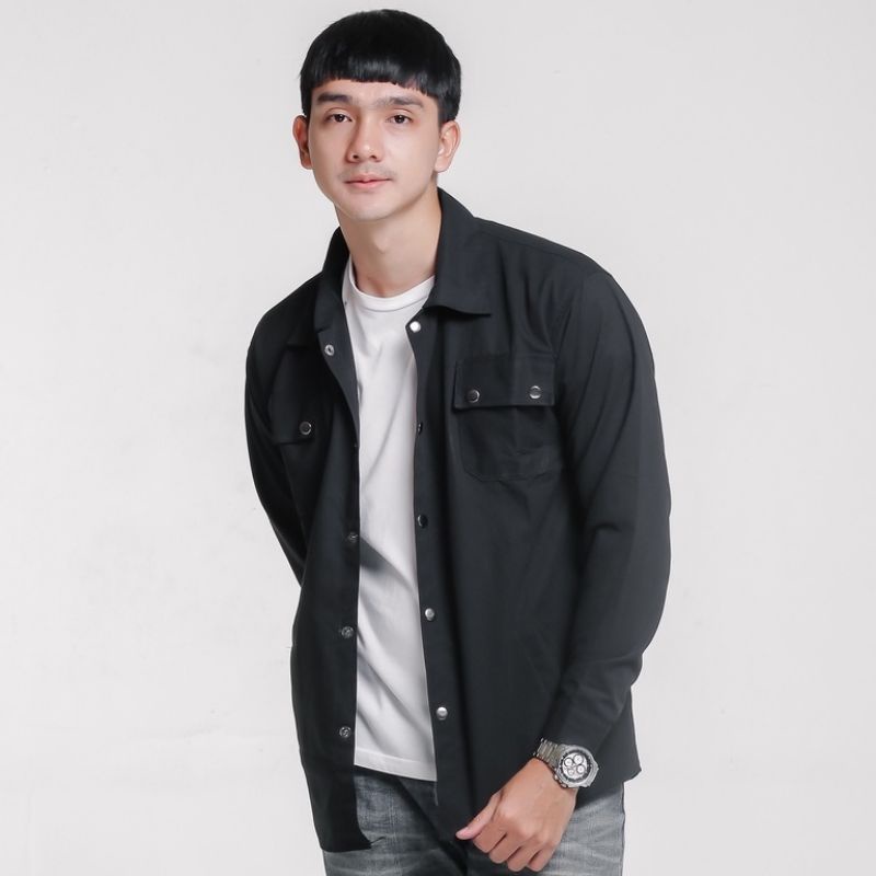KEMEJA HITAM Trucker Jacket semi parka Black Trucker Shirt | Shopee ...