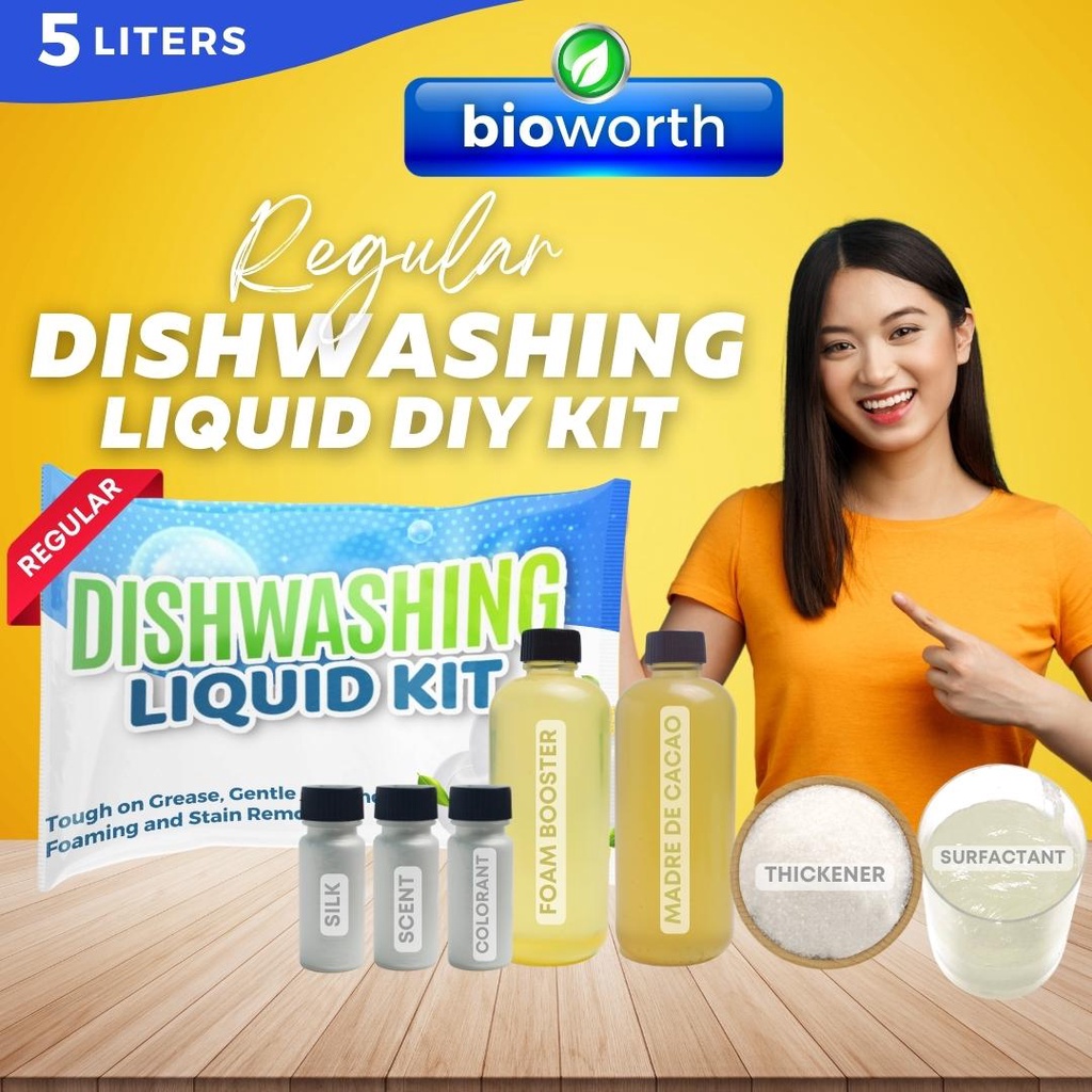 Bioworth Regular Dishwashing Liquid DIY Kit 5 Liters Removes Spots & Residue for Brilliant Shine